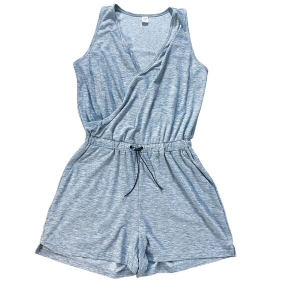 Old Navy Womens Pants size M Medium Light Gray Jumpsuit Romper Pull On Stretch - Picture 1 of 10